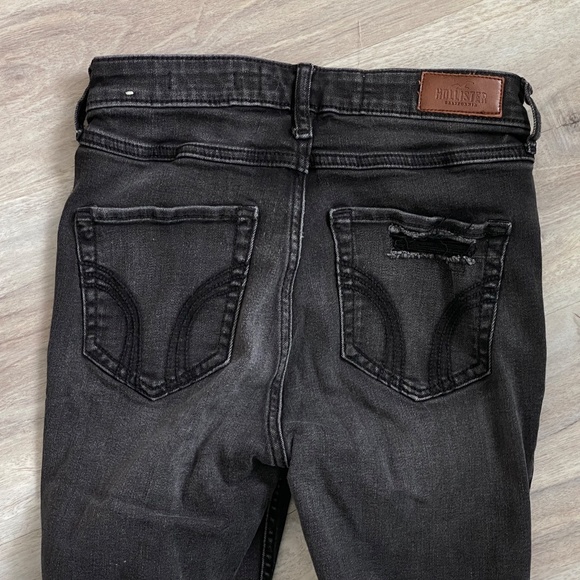 0R Hollister High Rise Super Skinny Black jeans Distressed W24 L30 - Picture 5 of 5